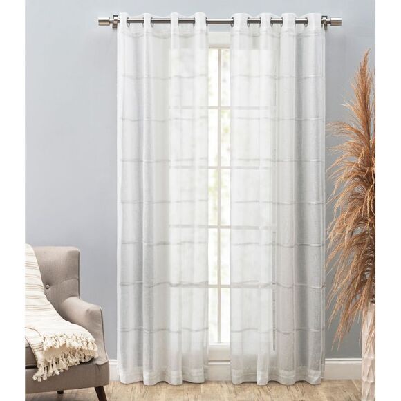 Ricardo Horizon Stripe Grommet Panel 55x63 White